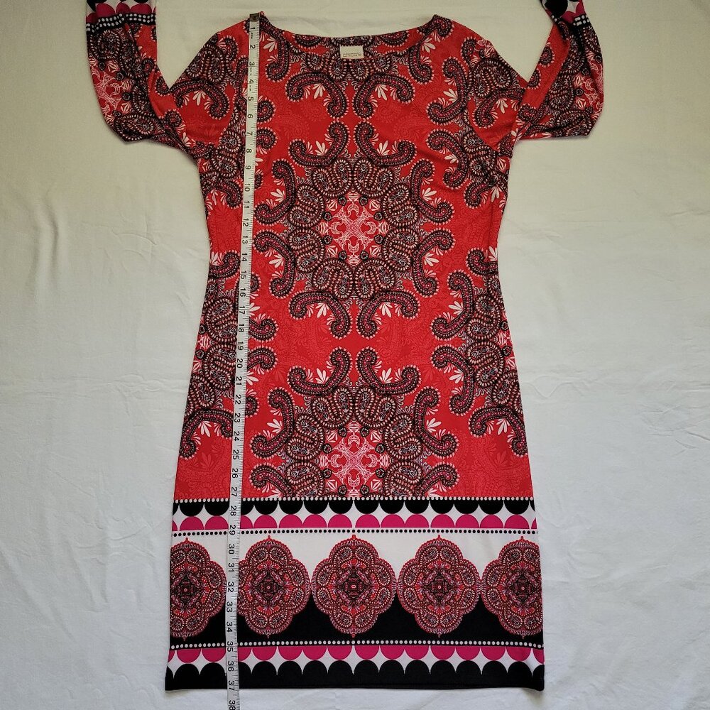 Chico's Paisley Medallion Print 3/4 Sleeve Stretch Shift Dress Womens 4 Sz 0 - Picture 6 of 10